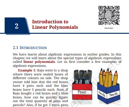 Class 9th Math Chapter 2. Introduction to Linear Polynomials