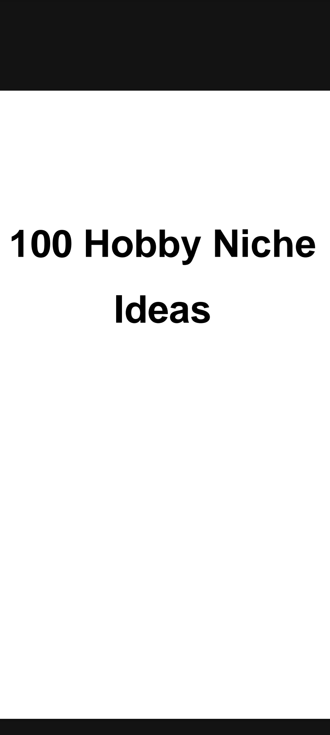 100 hobby niche ideas